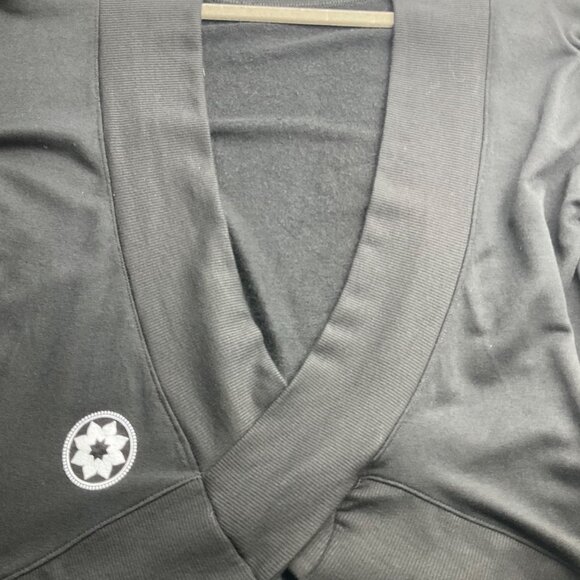 Emily HSU Small Black Open Back Long Sleeve Top Made USA Athleisure Minimalist - Picture 5 of 8